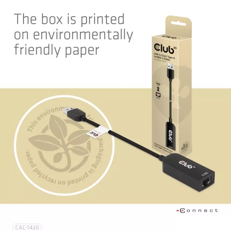 CLUB3D USB 3.2 Gen1 Tips A uz RJ45 2.5Gbps adapteris