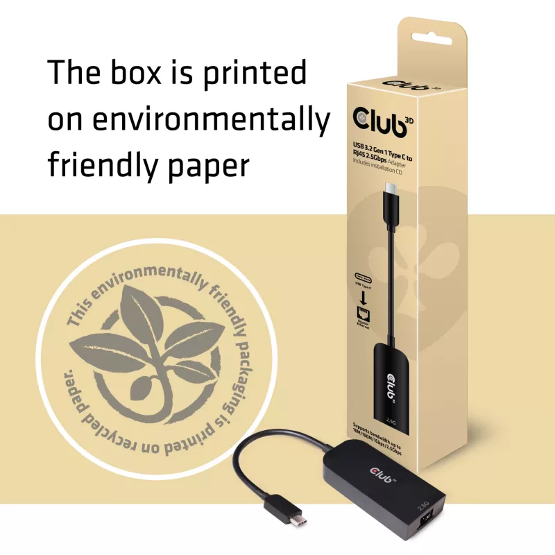 CLUB3D USB 3.2 Gen1 Type C uz RJ45 2.5Gbps adapteris