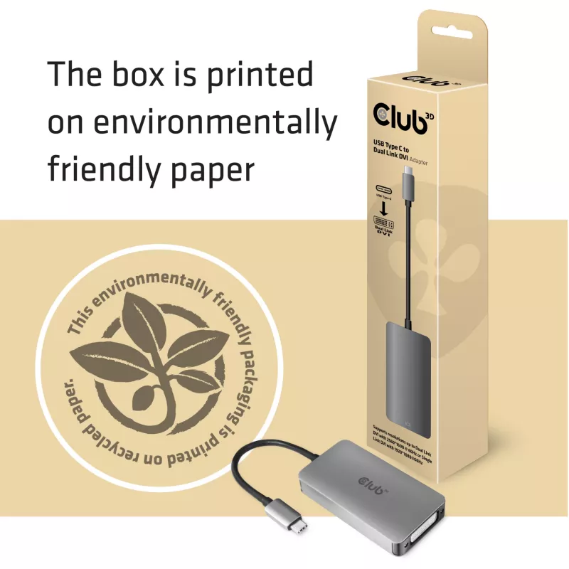 CLUB3D USB3.2 Gen1 Type-C uz Dual Link DVI-D HDCP ON versija Aktīvais adapteris M/F