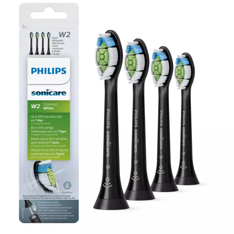 Philips W Optimal balta HX6064/11 4 iepakojumā skaņas zobu birstes galviņas