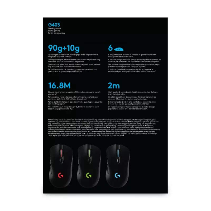LOGITECH G403 Hero spēļu pele USB melna EWR2