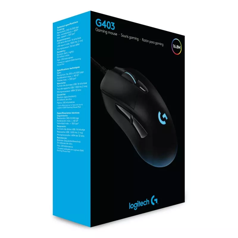 LOGITECH G403 Hero spēļu pele USB melna EWR2