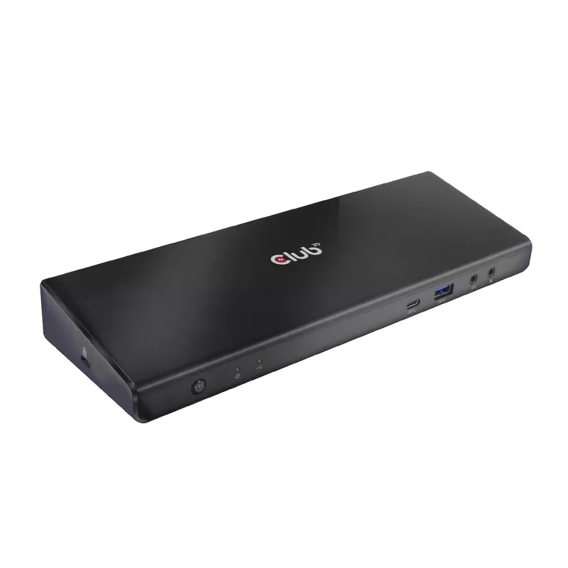 CLUB3D CSV-1562 ir USB3.2 Gen1 Type-C universāla trīskārša 4K30Hz uzlādes dokstacija ar DisplayLink® sertifikāciju. Universālā uzlādes dokstacija