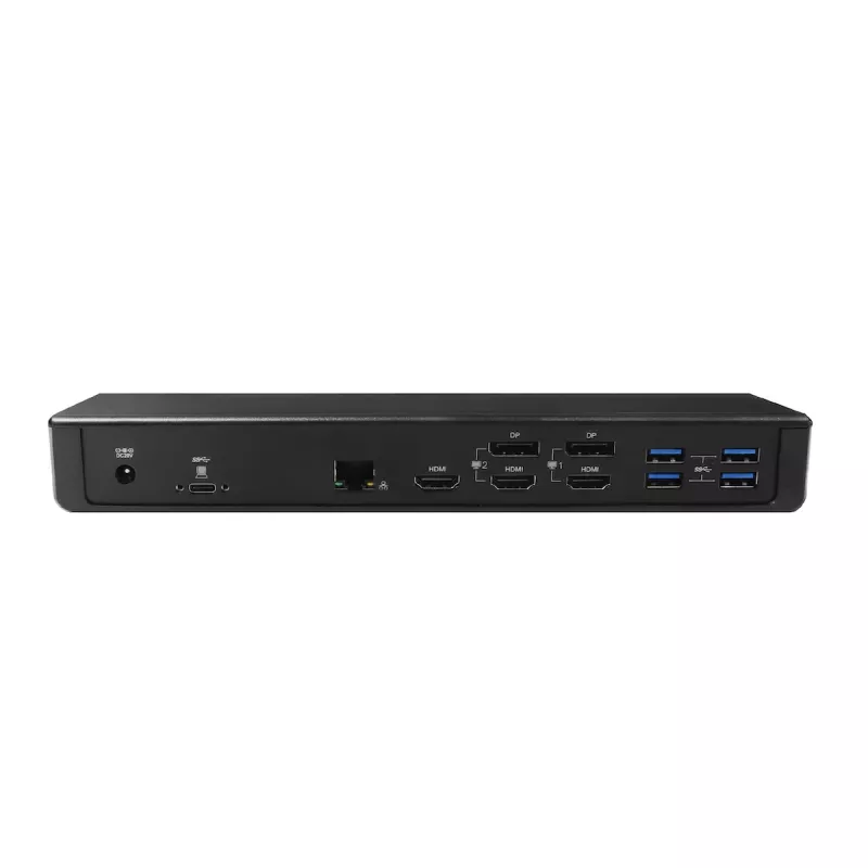 CLUB3D CSV-1562 ir USB3.2 Gen1 Type-C universāla trīskārša 4K30Hz uzlādes dokstacija ar DisplayLink® sertifikāciju. Universālā uzlādes dokstacija