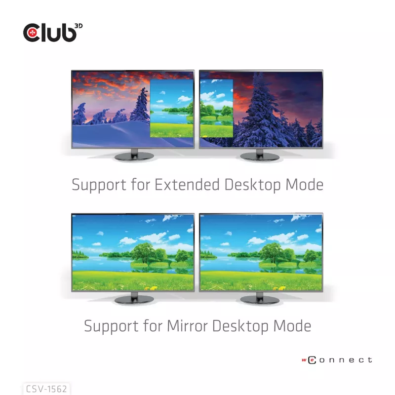 CLUB3D CSV-1562 ir USB3.2 Gen1 Type-C universāla trīskārša 4K30Hz uzlādes dokstacija ar DisplayLink® sertifikāciju. Universālā uzlādes dokstacija