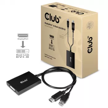 CLUB3D DisplayPort uz Dual Link DVI-D HDCP ON versija Aktīvais adapteris M/F