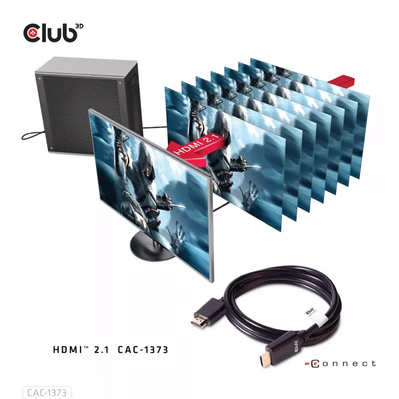 CLUB3D īpaši ātrgaitas HDMI 4K120Hz, 8K60Hz kabelis 48Gbps M/M 3 m/ 9.84ft