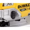 Finierzāģis DeWALT DCS334NT-XJ bezvada, 18 V, gājiens 2.6 cm, griešanas dziļums kokā 135 mm, slīpums 0–45°, augšējais rokturis, mīksts pārklājums