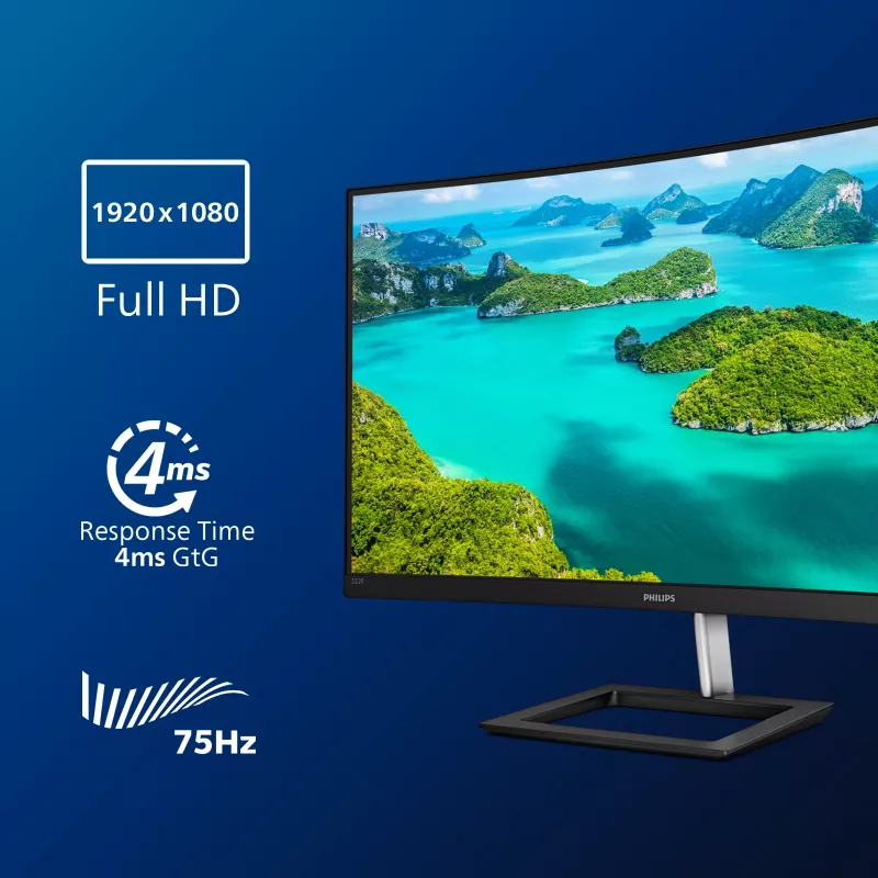 Philips E Line 322E1C/00 datora monitors 80 cm (31,5 collas) 1920 x 1080 pikseļi Full HD LCD Melns