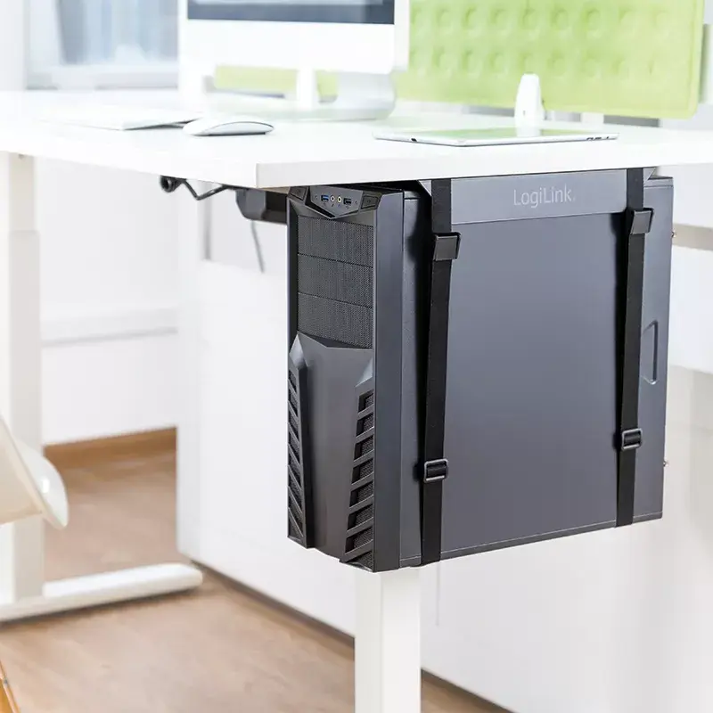 CPU turētājs LOGILINK EO0009 — regulējams tērauda galddatora torņa balsts, melns, RoHS