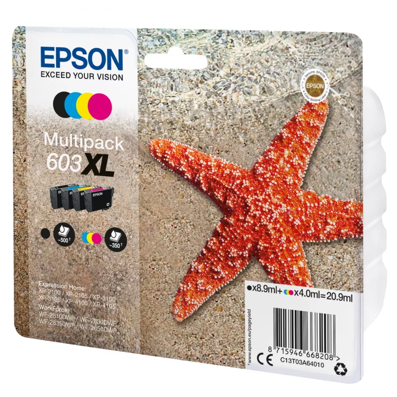 Epson C13T03A64010 tintes kasetne 1 gab. Oriģināla augsta (XL) ražība Melna, Ciāna, Fuksīna, Dzeltena