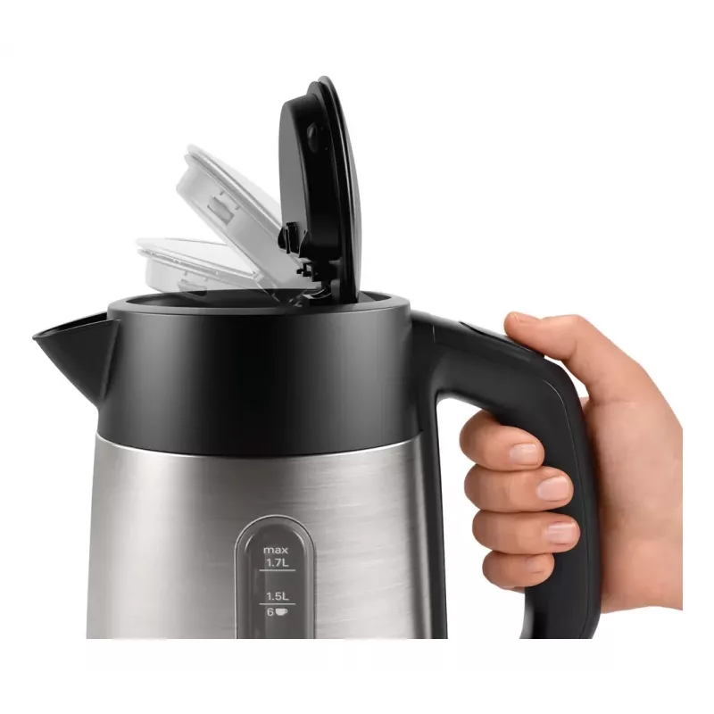 Bosch TWK4P440 elektriskā tējkanna 1.7 L 2400 W Melna, nerūsējošais tērauds