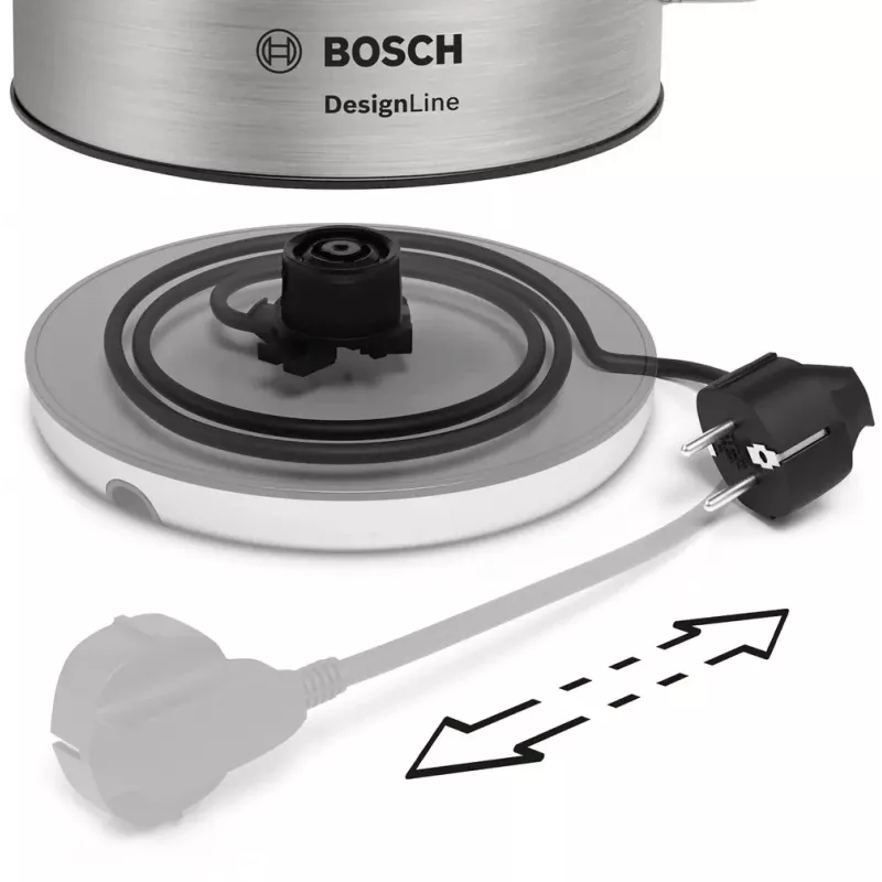 Bosch TWK4P440 elektriskā tējkanna 1.7 L 2400 W Melna, nerūsējošais tērauds