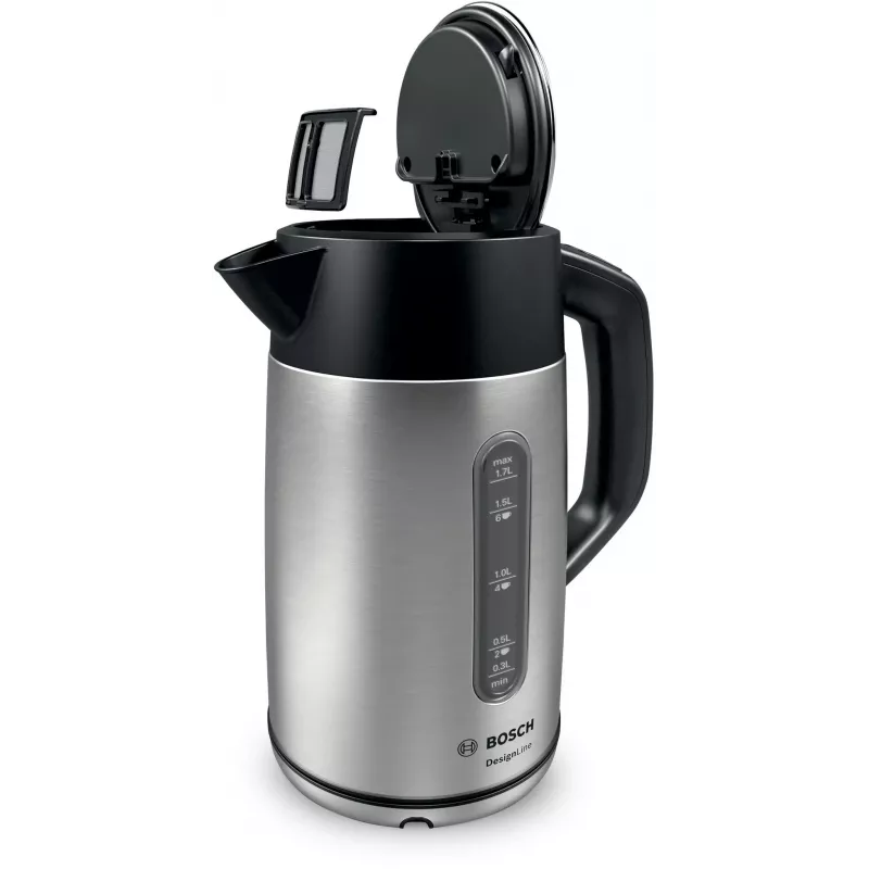 Bosch TWK4P440 elektriskā tējkanna 1.7 L 2400 W Melna, nerūsējošais tērauds