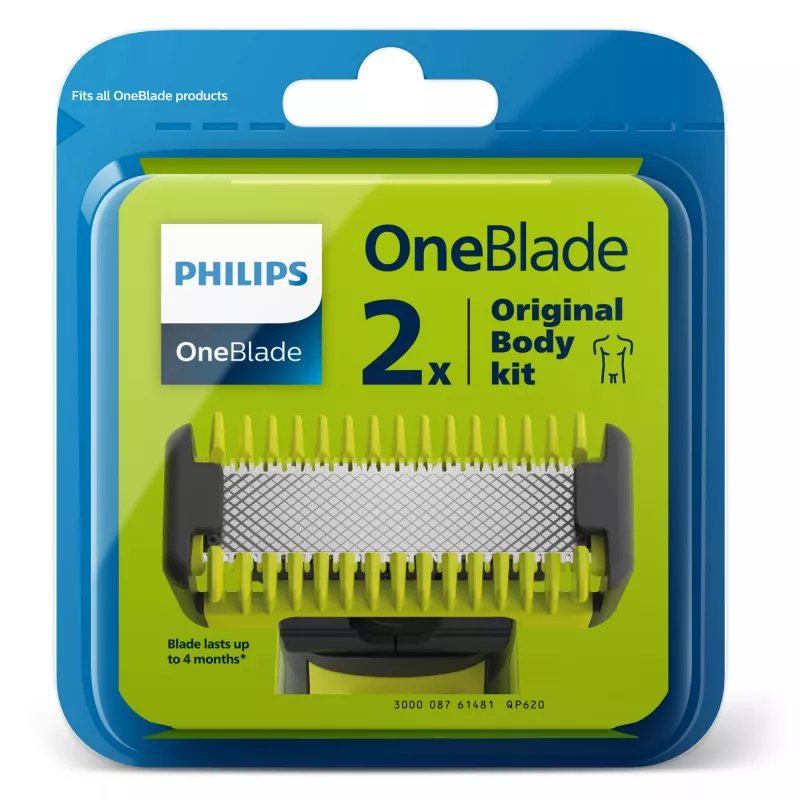 Skūšanās asmeņi Philips Norelco OneBlade QP620/50 rezerves asmeņi, melni, 2 gab. iepakojumā