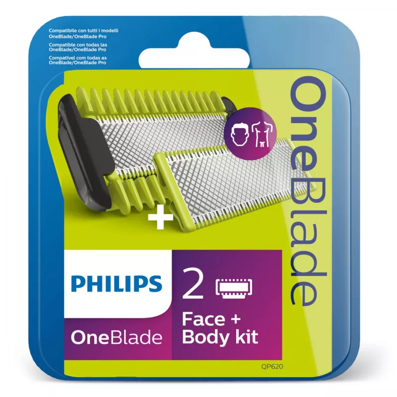 Skūšanās asmeņi Philips Norelco OneBlade QP620/50 rezerves asmeņi, melni, 2 gab. iepakojumā