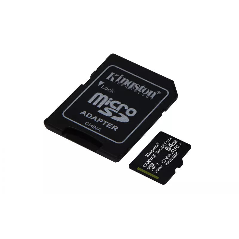 Kingston Technology Canvas Select 64 GB microSDXC Plus 100R A1 C10 karte + ADP