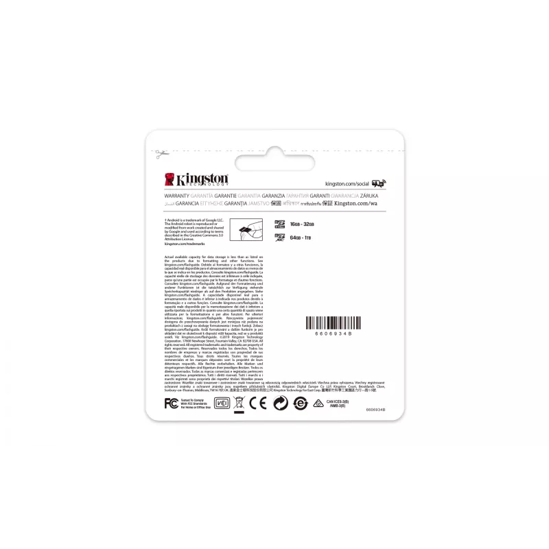 Kingston Technology Canvas Select 64 GB microSDXC Plus 100R A1 C10 karte + ADP