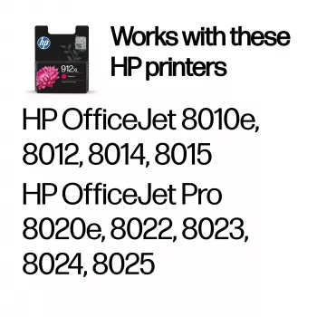 HP 912XL lielas ietilpības oriģinālā Magenta tintes kasetne