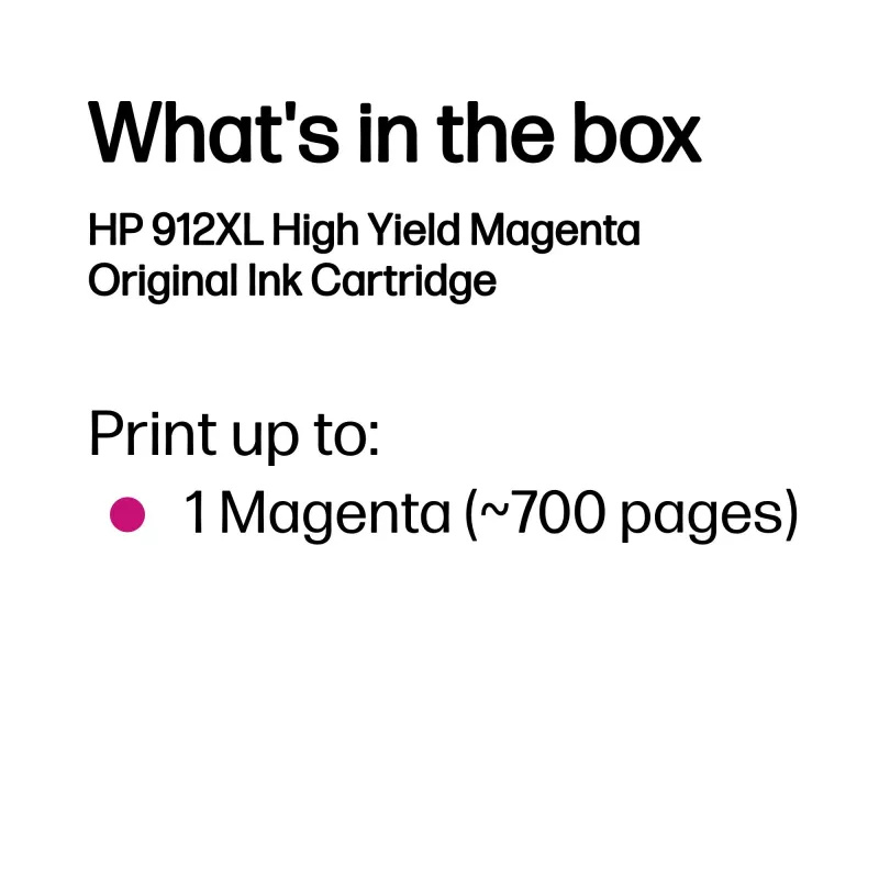 HP 912XL lielas ietilpības oriģinālā Magenta tintes kasetne