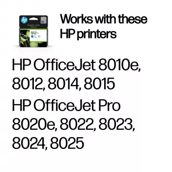 HP 912XL lielas ietilpības ciāna oriģinālā tintes kasetne