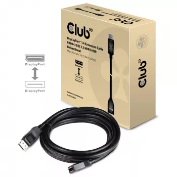 CLUB3D DisplayPort 1.4 pagarinātāja kabelis 8K60Hz DSC 1.2 HBR3 HDR divvirzienu M/F 3m/9.84ft