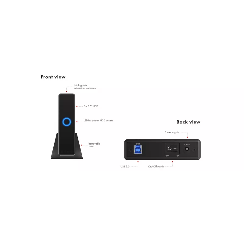 ICY BOX IB-377U3 HDD korpuss Melns 3.5 collas