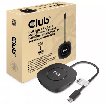 CLUB3D USB Type C 3.2 Gen 1 Multi Stream Transport (MST) Hub DisplayPort 1.4 Triple Monitor