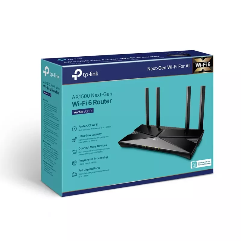 TP-Link Archer AX1500 Divjoslu Wi-Fi 6 maršrutētājs, melns