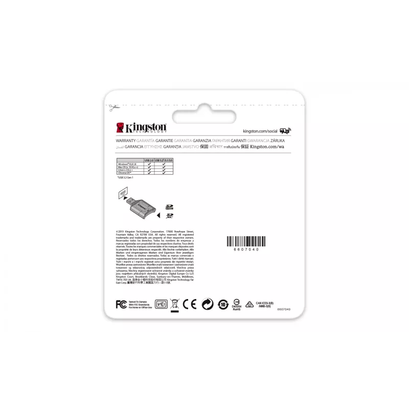 Kingston Technology MobileLite Plus karšu lasītājs USB 3.2 Gen 1 (3.1 Gen 1) Type-A melns