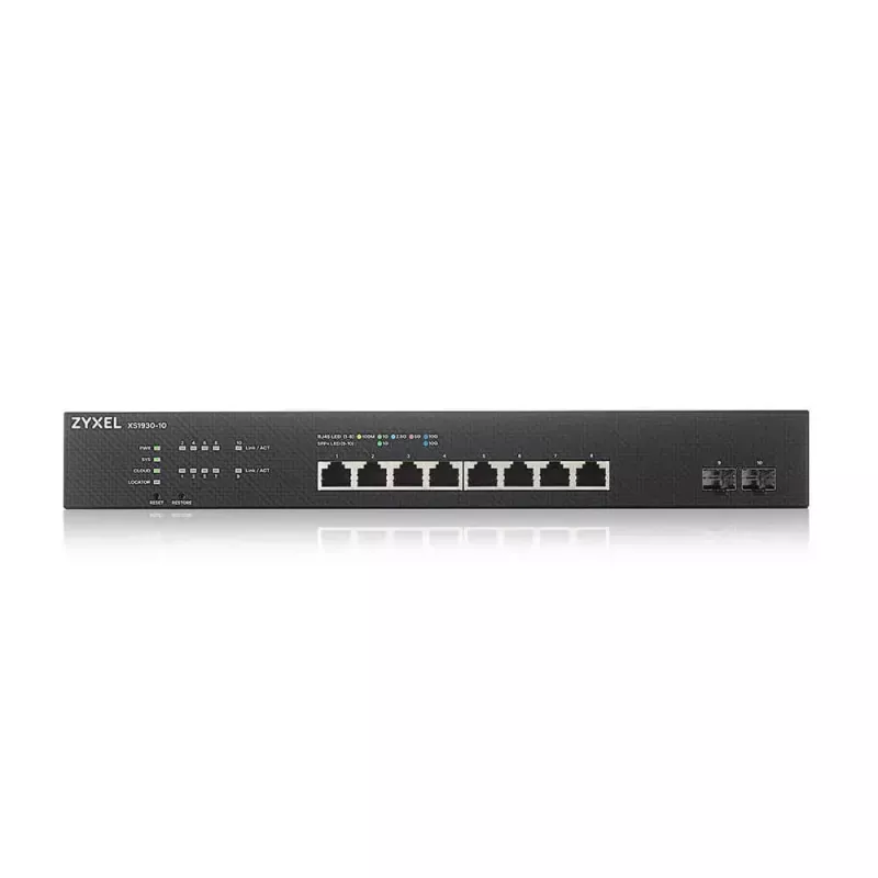 Zyxel XS1930-10-ZZ0101F tīkla slēdzis, pārvaldīts L3, 10G Ethernet (100/1000/10000), melns