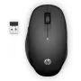 HP Dual Mode Black Mouse 300, labajai rokai, optiskā, RF bezvadu, 3600 DPI, melna