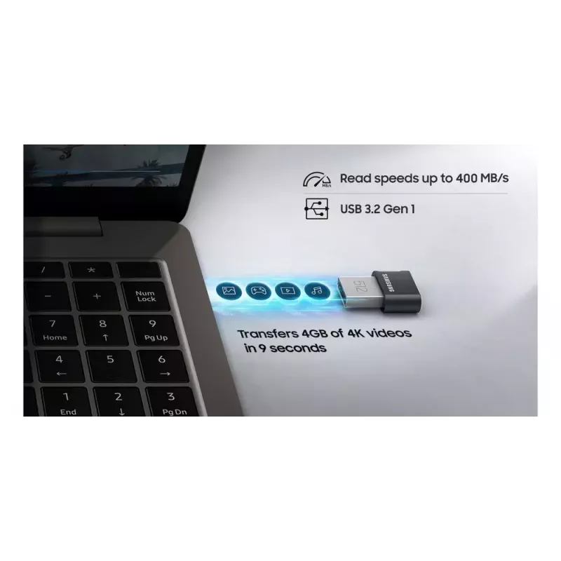 Samsung MUF-64AB USB zibatmiņa 64 GB USB Type-A 3.2 Gen 1 (3.1 Gen 1) Pelēks, Sudrabs