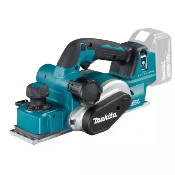 Elektriskā rokas ēvele Makita DKP181Z, 18V, ēvelēšanas platums 82 mm, maks. skaidas biezums 3 mm, tukšgaitas apgriezieni 12000 apgr./min, rievas dziļums 0–25 mm