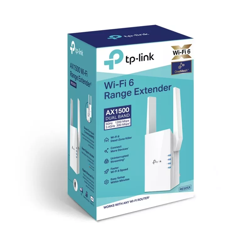 TP-Link RE505X tīkla paplašinātājs Tīkla raidītājs un uztvērējs Balts 10, 100, 1000 Mbit/s