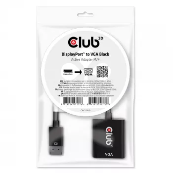 CLUB3D DisplayPort™ uz VGA melns aktīvs adapteris M/F