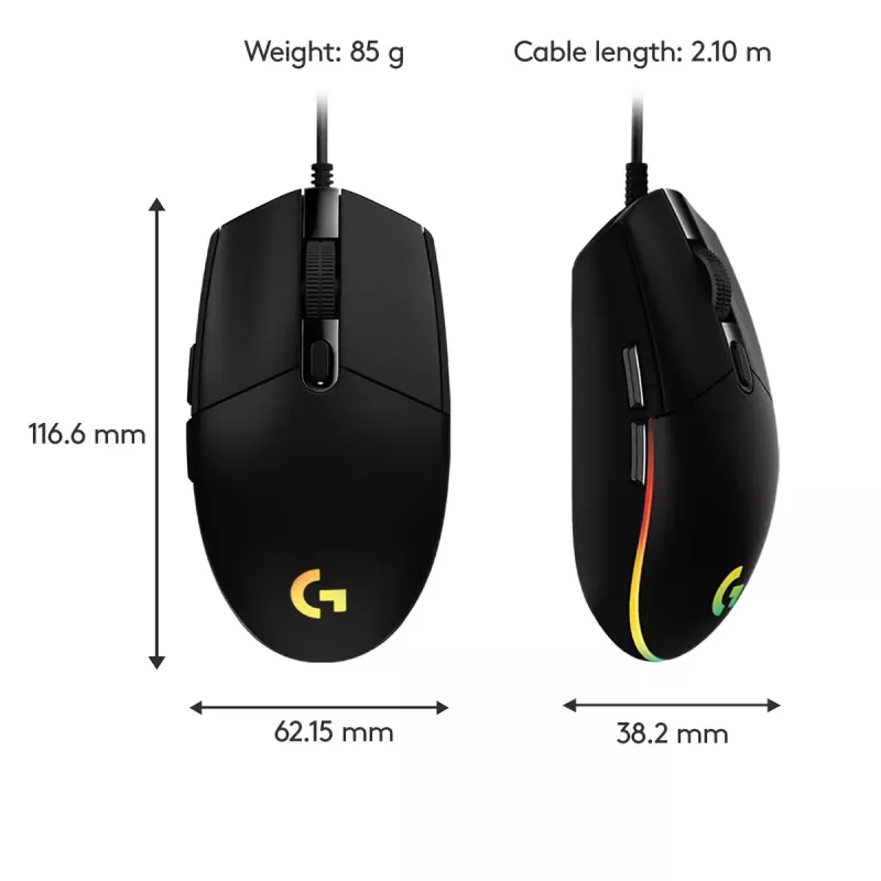 LOGITECH G203 Lightsync spēļu pele USB melna