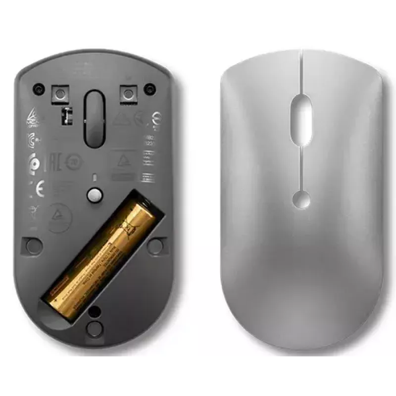 Optiskā Bluetooth pele Lenovo 600 — 2400 DPI, Bluetooth 5.0 divu ierīču, 3 pogas, lodīšu ritināšana, dzelzs pelēka