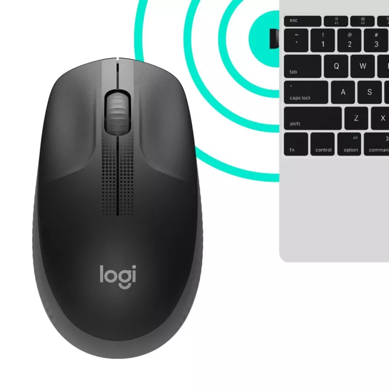 LOGITECH M190 pilna izmēra bezvadu pele, ogļu pelēka
