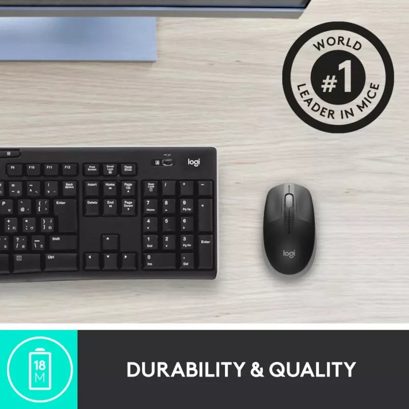 LOGITECH M190 pilna izmēra bezvadu pele vidēji pelēka