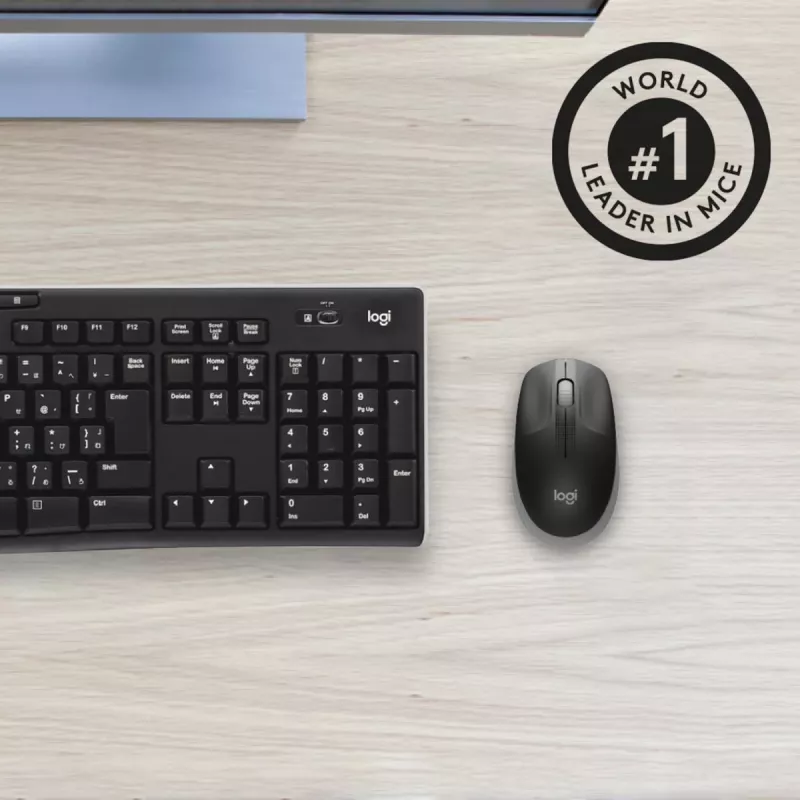 LOGITECH M190 pilna izmēra bezvadu pele vidēji pelēka