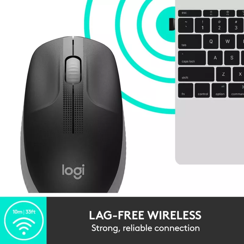 LOGITECH M190 pilna izmēra bezvadu pele vidēji pelēka