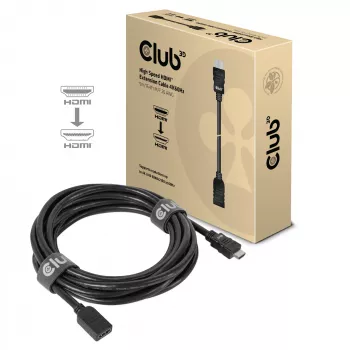 CLUB3D High Speed HDMI™ pagarinājuma kabelis 4K60Hz M/F 5m/16.4ft 26 AWG