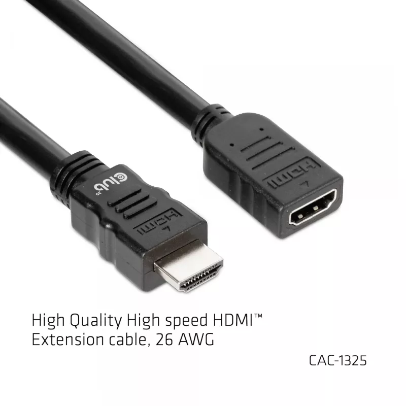 CLUB3D High Speed HDMI™ pagarinājuma kabelis 4K60Hz M/F 5m/16.4ft 26 AWG