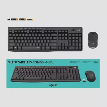 Logitech MK295 Silent Wireless Combo tastatūra RF Wireless QWERTY US International Melns