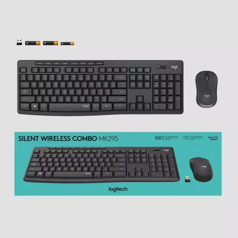 Logitech MK295 Silent Wireless Combo tastatūra RF Wireless QWERTY US International Melns