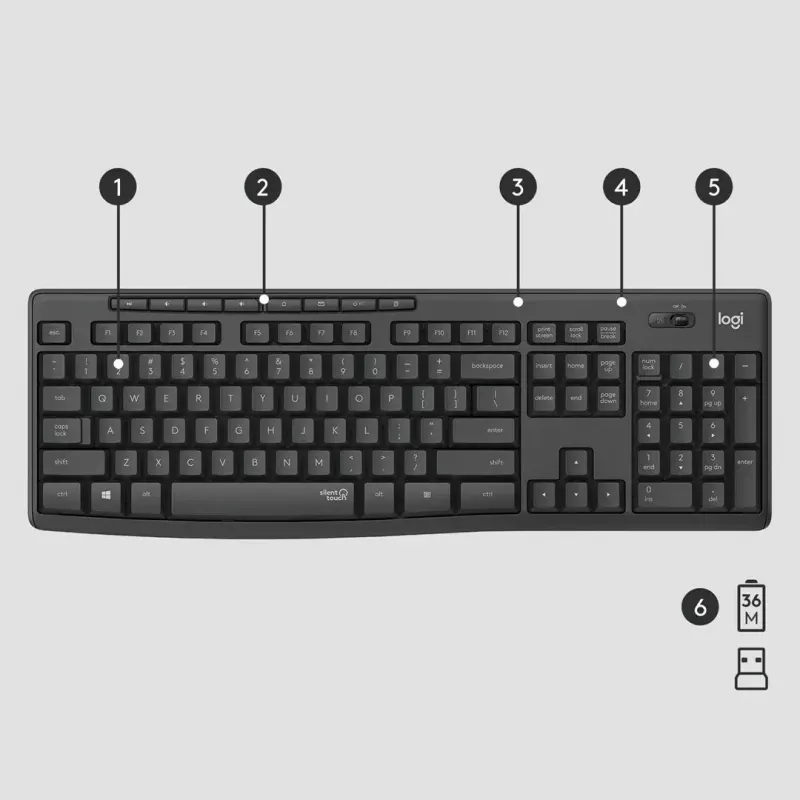 Logitech MK295 Silent Wireless Combo tastatūra RF Wireless QWERTY US International Melns