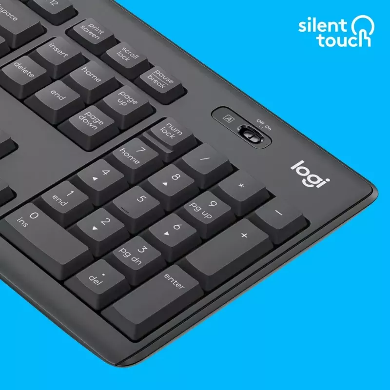 Logitech MK295 Silent Wireless Combo tastatūra RF Wireless QWERTY US International Melns