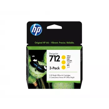 HP 712 3 iepakojumi 29 ml dzeltena DesignJet tintes kasetne