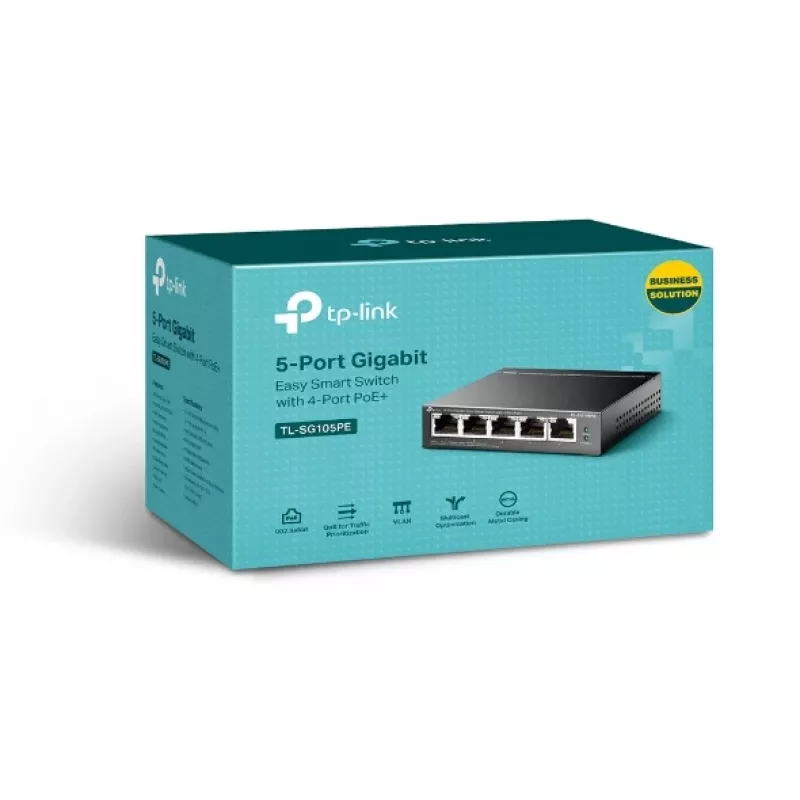 TP-Link 5 portu Gigabit Easy Smart PoE slēdzis ar 4 PoE+ portiem
